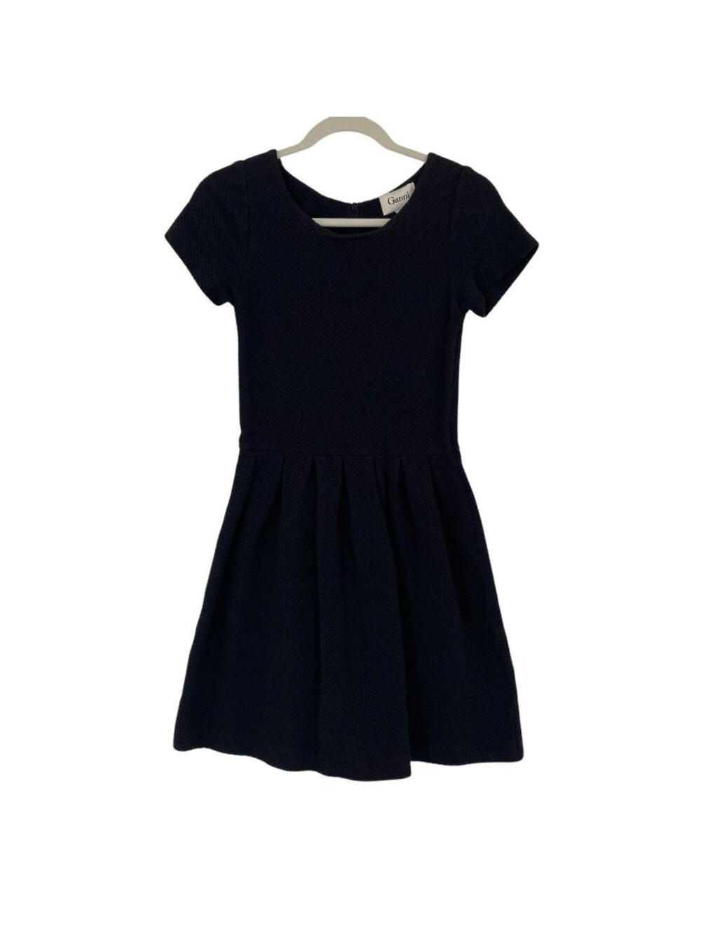Ganni Women's Size XS Black Textured Skater Dress Fit & Flare Summer Minimalist